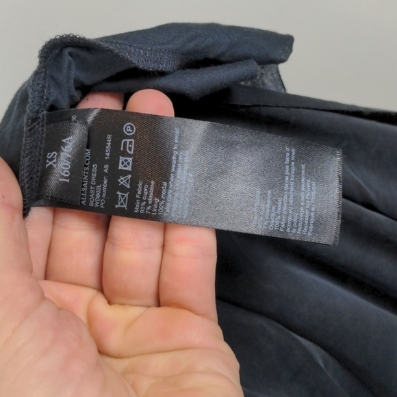 ALL Saints 100% Silk Black Mini Dress XS - Picture 11 of 14